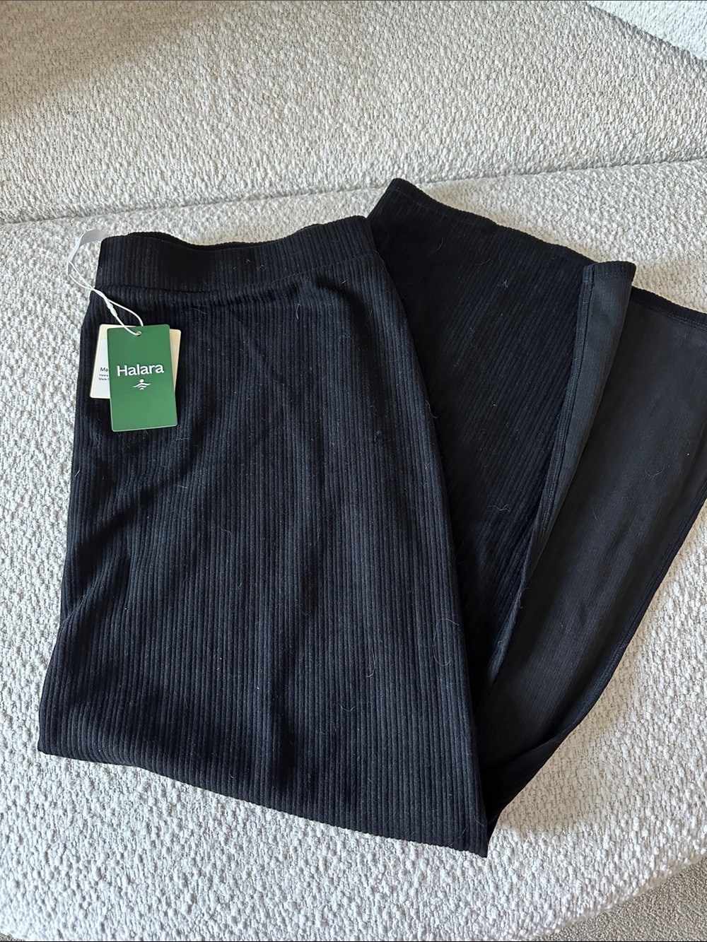 HALARA Black Ribbed Midi Skirt with Side Slit - Picture 6 of 7